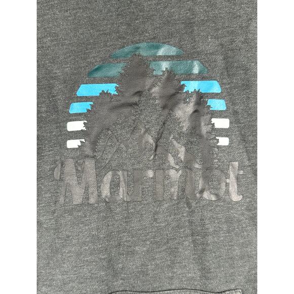 Marmot Hoodie Pullover Sweatshirt Outdoors Mountain Logo Gray Grey Mens Medium - Picture 3 of 4